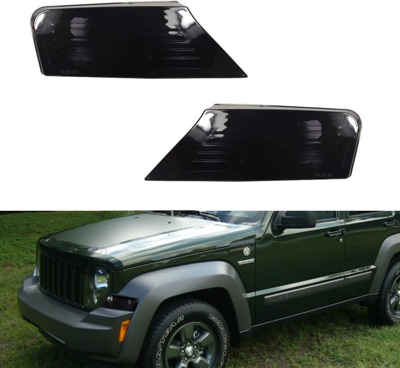 Tonsya For 2008 2009 2010 2011 2012 Jeep Liberty Front Bumper Signal Side Marker housing Smoked Lens 57010124AA-PFM, 57010125AA-PFM，‎CH2520145, CH2521145 - Image 1